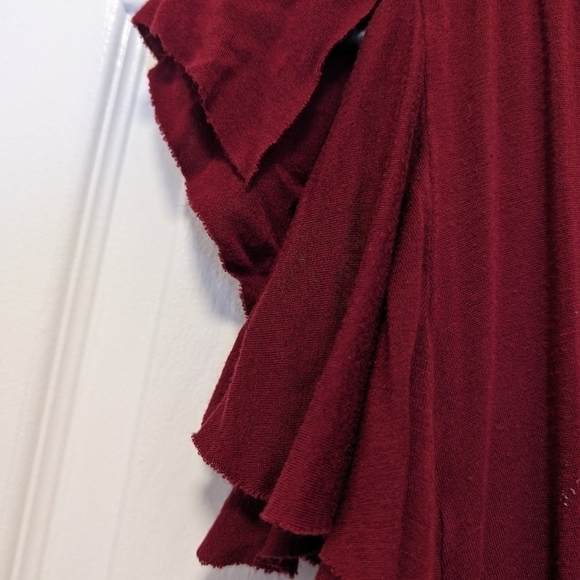 coii | Romantic Burgundy Flutter Dress | Size Small - Picture 9 of 9
